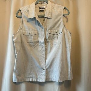 Columbia Light Tan Sleeveless Button-Up Shirt